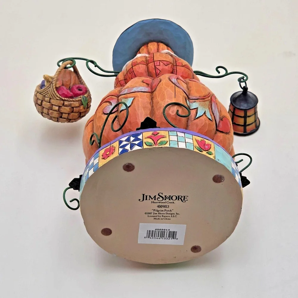 Jim Shore Heartwood Creek Pilgrim Patch Stacked Pumpkin Figurine 9.5
